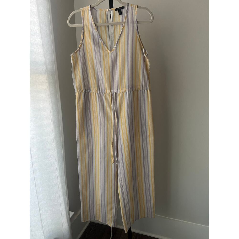 Anthropologie Drew Wide Leg Jumpsuit Pinstripe Cotton Blend